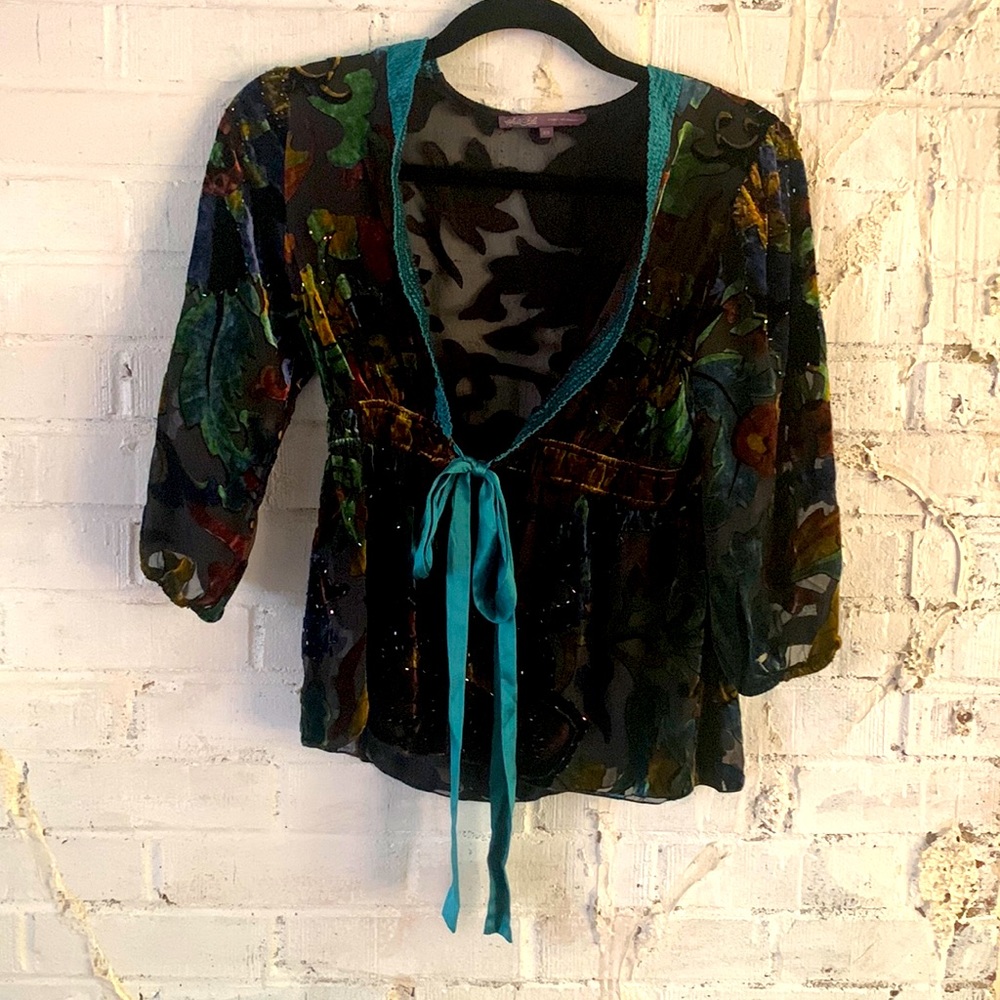 Hale Bob Teal and Black Sheer Cover-Up